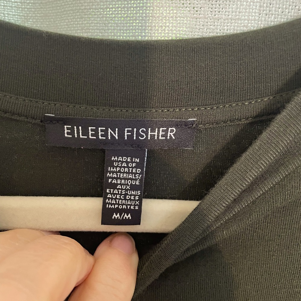 Eileen Fisher Olive Green Dropped Waist midi dress. Sleeveless, medium. EUC - Picture 5 of 6